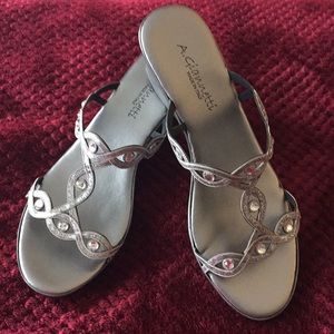 Silver wedge sandals